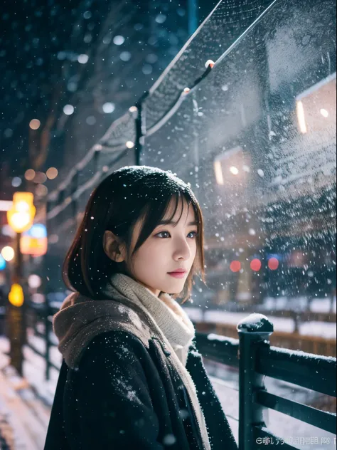 while watching the snow falling quietly. her introspective and tearful expression、makes you feel longing for winter nights and m...