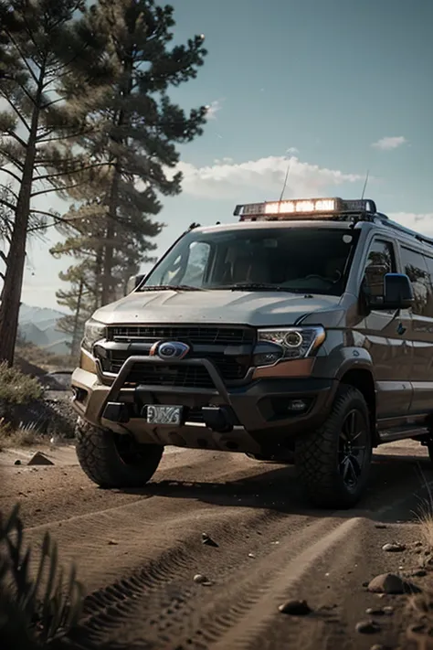 4x4 off-road van, hyper detailed, ultra textured, cinematic lighting, dramatic lighting, natural lighting, octane rendering, volumetric lighting, 8k