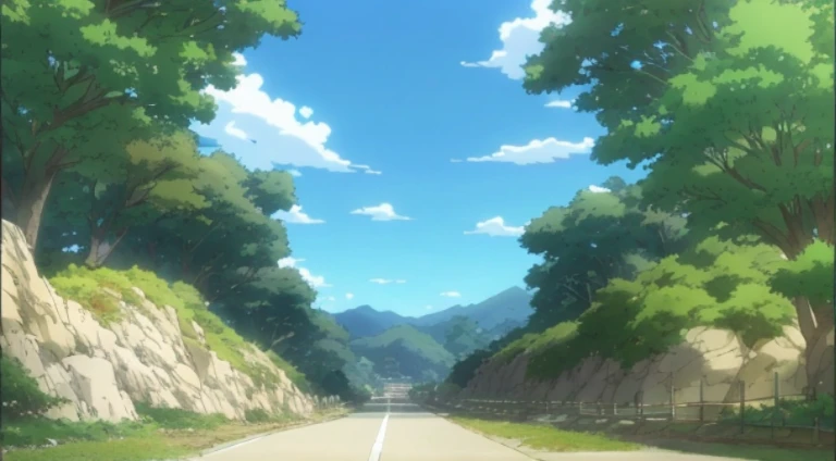 Animation scene of a road，There were a few people walking on it, Anime countryside landscape, anime scene, beautiful anime scenes, Anime landscapes, Anime landscapes, Today’s recommended anime is still, Anime Nature, beautiful anime scenery, Anime beautifu...