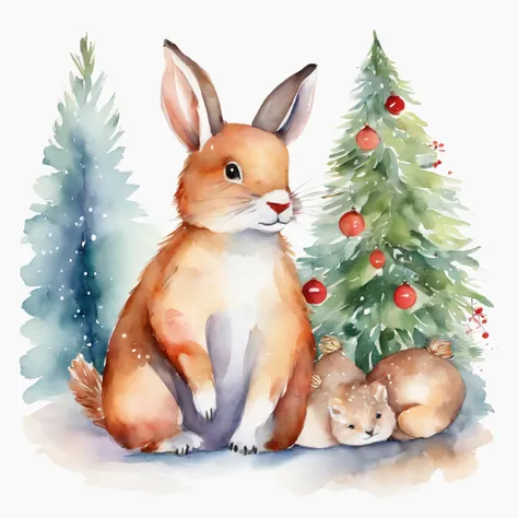 christmas cute animals christmas illustration