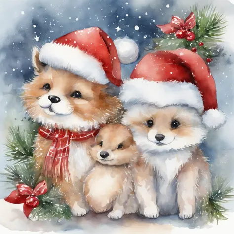 christmas cute animals christmas illustration