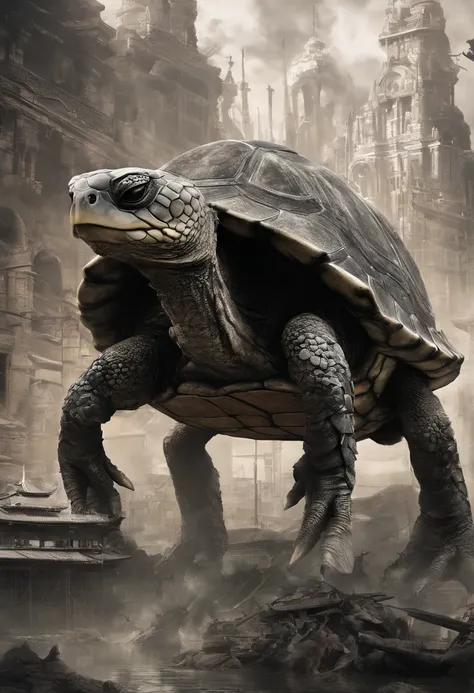 （tmasterpiece,high qulity,high detal,hyper HD：1.5）,The shell of a turtle,（faucet：1.5）,Creature composed of dragon and turtle,Dragon turtle，