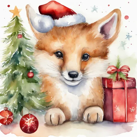 christmas cute animal christmas illustration postcard