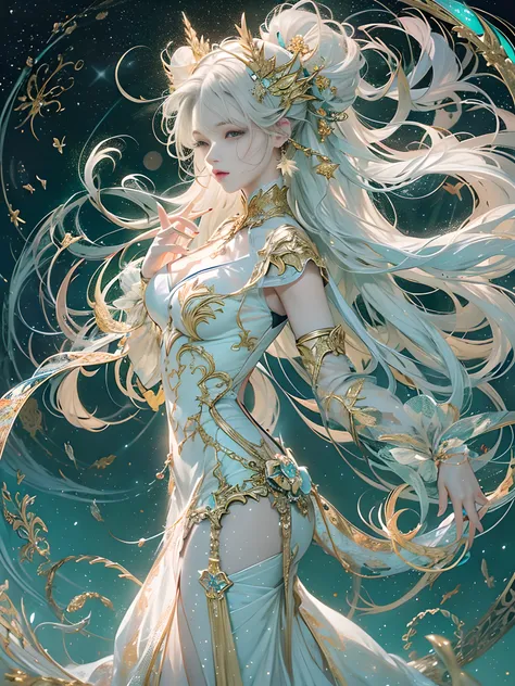 offcial art, Unity 8k壁纸, ultra - detailed, Beautiful and beautiful, tmasterpiece, Best quality, (tangled, datura, clew, meshing), (s fractal art: 1.3), Princess Serenity in January, (Hairstyle 2 Odango and Long 2 Ponytail)New Moon, The content is very deta...