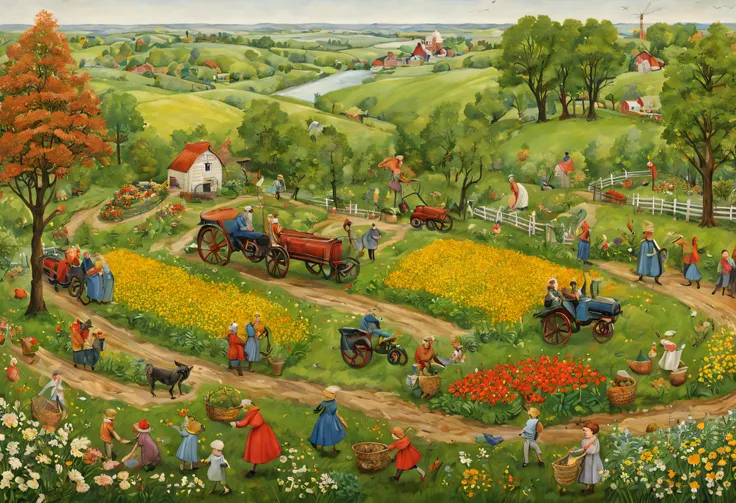 elsa besco, springtime, people, farms, iintricate, (best quality at best, tmasterpiece, representative works, offcial art, profe...