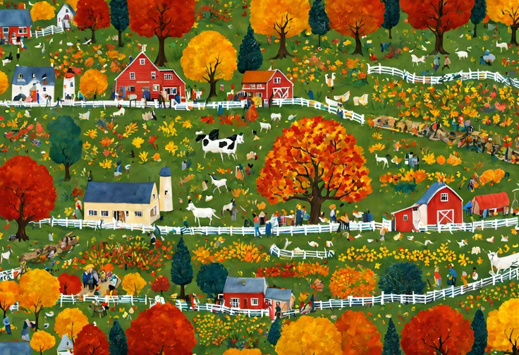 elsa besco, autumnal, crowd of, farms, iintricate, (best quality at best, tmasterpiece, representative works, offcial art, profe...