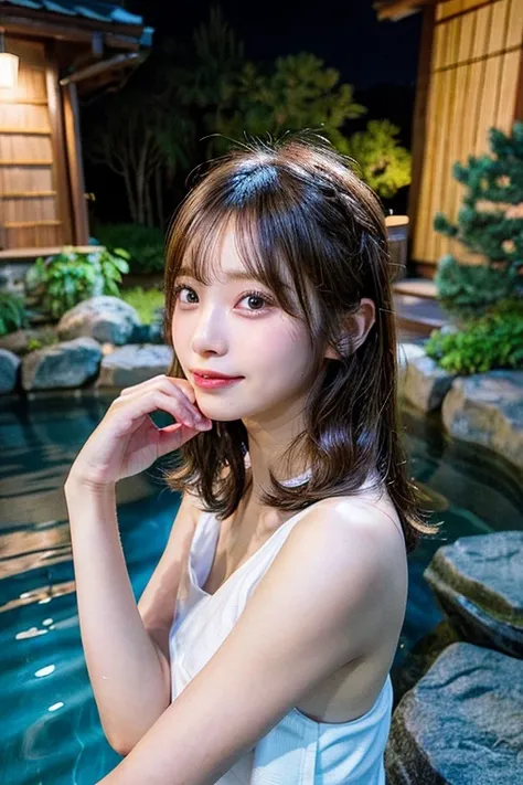 (natta:1.7), East Asian Architecture, 1womanl,Sitting on tatami mats, brunette color hair，（hair between eye）, Lip flap,  (sixteen years old:1.3),(Beautiful shiny straight short long:1.3),Beautiful fingers,Beautiful long legs,Beauty Body，Cute nose，Beautiful...