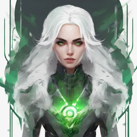 white hair green eyes