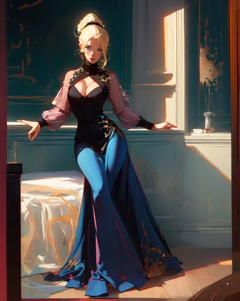 ((masterpiece:1.4)),UHD,Bokeh,((cinematic: 1.4)),shadow details,ligths details,((best quality:1.6)),contour,delineate,megapixel,VFX,CFX,1girl,transparent pink dress,sit on bed,window,coffe,blonde hair,ponytail,ornament hair,big blue eyes,curvy body,sexy bo...