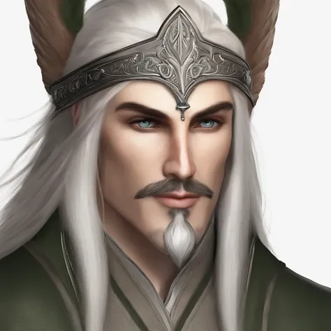 Saeval Daeybreak has pointy elf ears, his hair is silver and he has a goatee. Saeval is 560 years old but appears to be in his early 30s. Saeval is a man,original,Saeval Daeybreak has pointy elf ears, his hair is silver and he has a goatee. Saeval is 560 y...