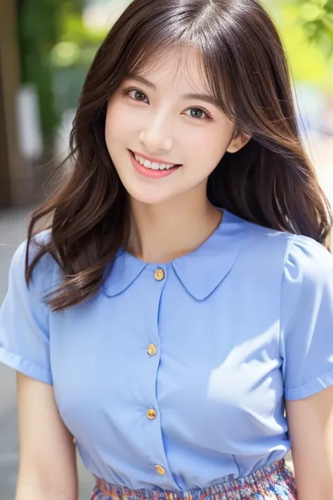 Beautiful woman with good eyes and nose、Beautiful as a model、Cute like a model、Eyes are double、How to use regular mascara、Eye color blue、Hair color pink、Her face is delicate and elegant.、imagem 4k、Beautiful style like a model、Ordinary large、A refreshing an...