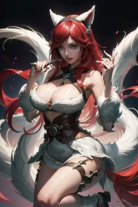 League of Legends characters、In this prompt we showcase traditional Chinese ink paintings depicting Ahri&#39;s latest fashion ensembles.、Step into the realm of traditional Chinese art. The artist&#39;s brushstrokes、Achieving the fusion of Chinese elegance ...