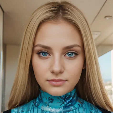 blonde, azure eyes, woman influencer face, fashion, photo, ultra real