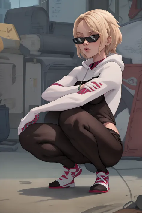 incrsdealwithit
sunglasses a very confidant badass arrogant cocky boss bitch attitude ,gwen stacy  wearing adidas tracksuit slav...