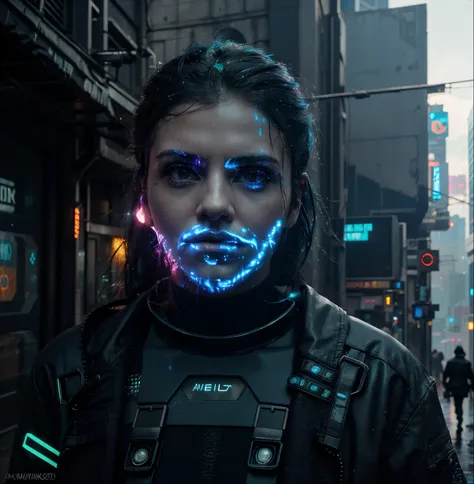 handsome boy in a cyberpunk city,holding a futuristic gadget,jaw-dropping cyberpunk background,neon lights reflecting on wet streets,aesthetically pleasing cyberpunk art,ultra-high resolution,hyper-realistic textures,detailed facial features,breathtaking c...