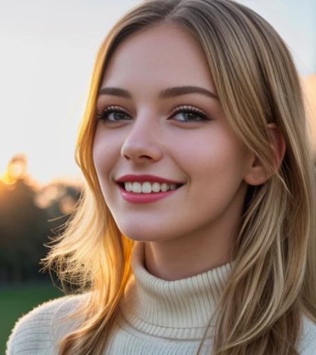 (Best quality at best,4K,A high resolution,tmasterpiece:1.2),ultra - detailed,(actual,realisticlying,Photorealistic:1.37),sportrait,20 year old american woman,blonde,high-necksweater,stocklings,yuki,美丽细致的眼睛,beautiful detailed lips,Long eyelashes,Shoulder-l...