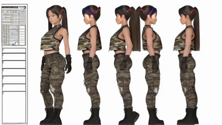 ((Best Quality)), ((Masterpiece)), ((Realistic)) 24 year old, filipina, beautiful detailed face, beautiful, shoulder length hair, confident smirk ((athletic)) (small breasts), ((( camouflage uniform, torn tank top, gloves and torn military pants ))) ((sexy...