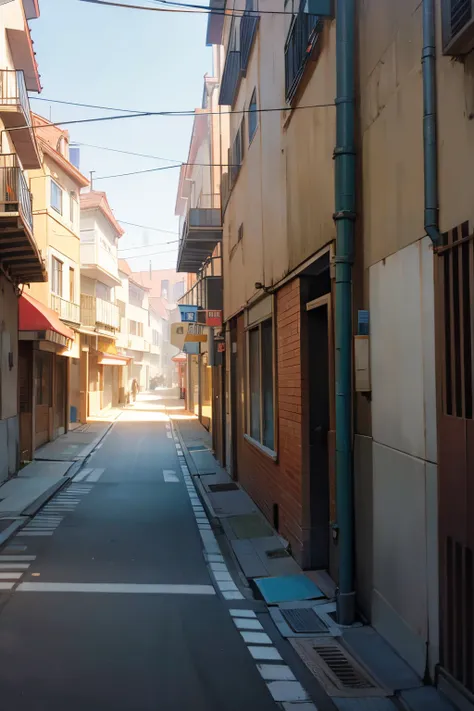 Calle st paul, POV in the street, alone, no trafic, realistic natural light,