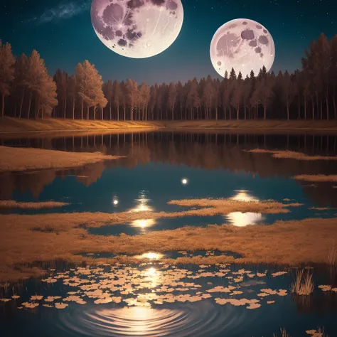 Full moon over lake