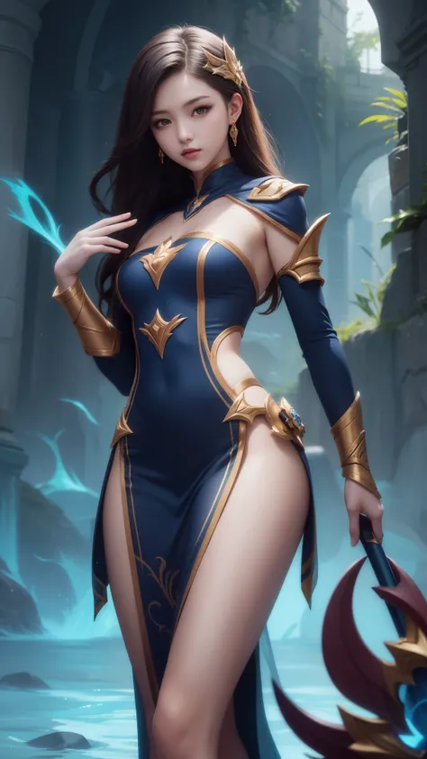 (Aesthetic, Hi-Res: 1.2), Professional photographer, Dianas character in the game League of Legends,standing,slender,sexy,look at viewer