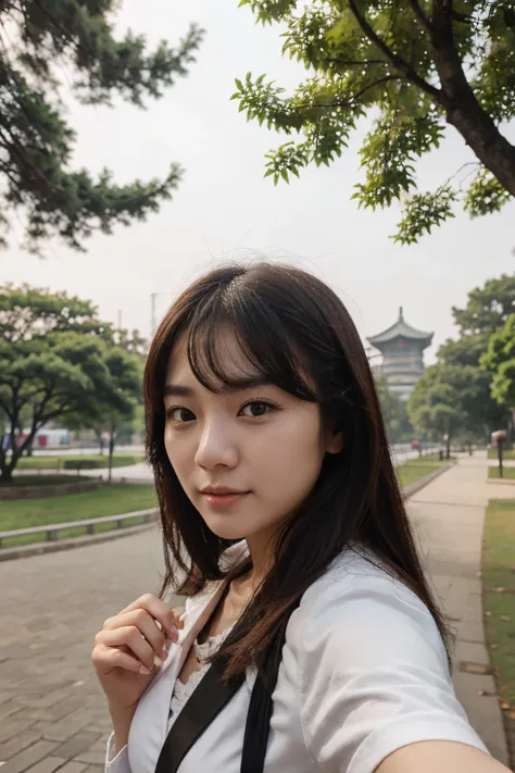 selfie of korean woman In park