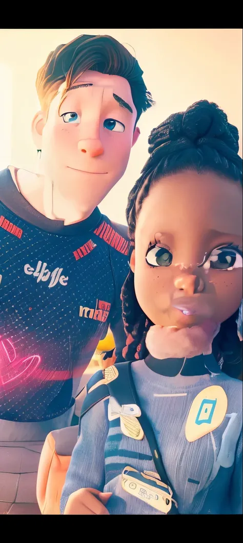 A white man and a black woman taking a snapchat picture