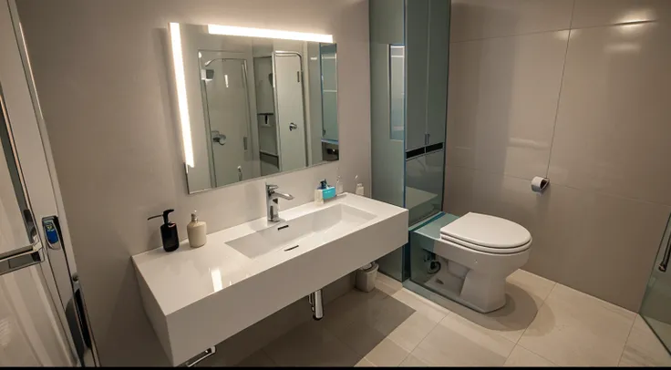 bathroom with toilet and futuristic sink