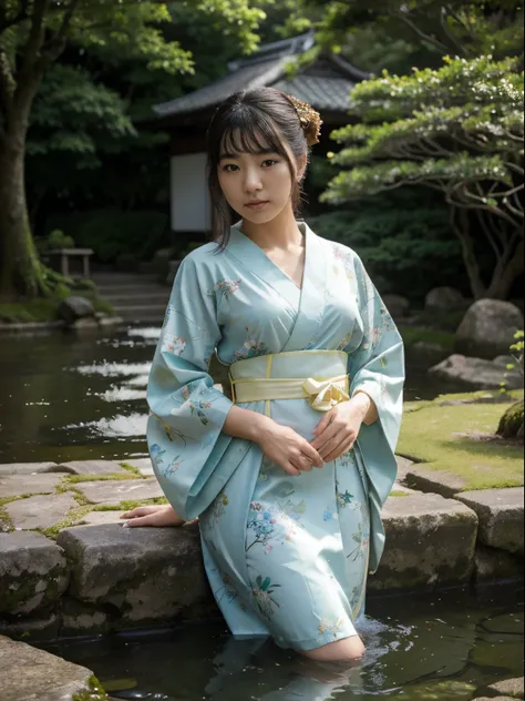 (8k, highest quality, ultra detailed:1.37), (eriko), 18yo, (a graceful japanese college girl), poses for a traditional kimono ph...