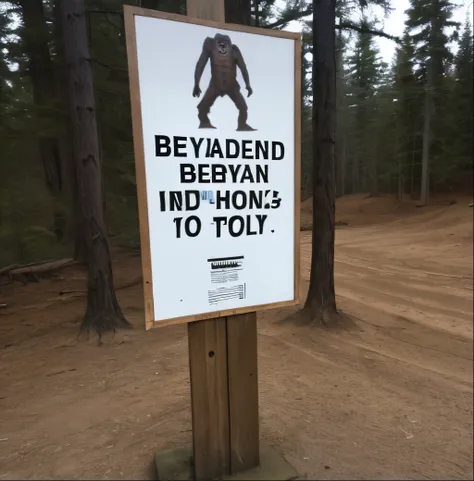 Bigfoot standing next to a sign that reads "Clothing Optional Beyond This Point!"