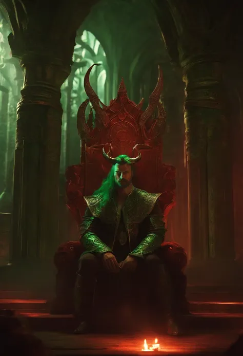 Erlik resides in a palace made of green iron in the lowest layer of the underworld, seated on a silver throne. He has created a sun with a dark red glow that emits very little light, and commands nine horned bulls.