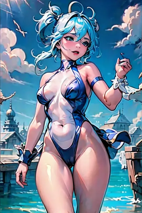 personaje chun li lado posterior mostrando el trasero y su ano, NSFW sexy mostrando su posterior pussy y anal full body size