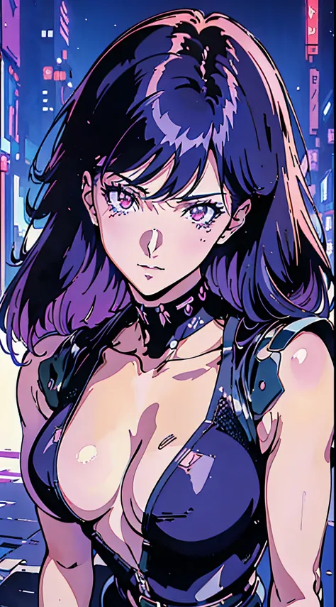 kusanagi motoko, Purple colored hair, red eyes,Anime style woman wearing black tights, anime《Fantasma na Concha》Curly, kusanagi, Misato Katsuragi, Inspired by Morikage Hisumi, anime, Fantasma na Concha, Ghost in the Shell style,seductive anime girls, Anime...