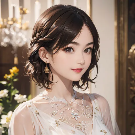 123
(a 20 yo woman,is standing), (A hyper-realistic), (high-level image quality), ((beautiful hairstyle 46)), ((short-hair:1.46)), (Gentle smile), (breasted:1.1), (lipsticks), (florals), (Luxurious room), (Depth of field is deep), (Modern)