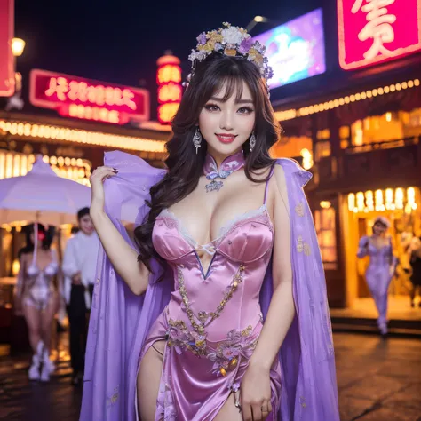 ((top-quality、masutepiece、8K、Top image quality、Highly complex and detailed depictions))、(Photos of the 3 most gorgeous Chinese prostitutes:1.5)、Chinese garrison house at night、((The most gorgeous Chinese prostitute&#39;s huge costume、the most vivid and lux...