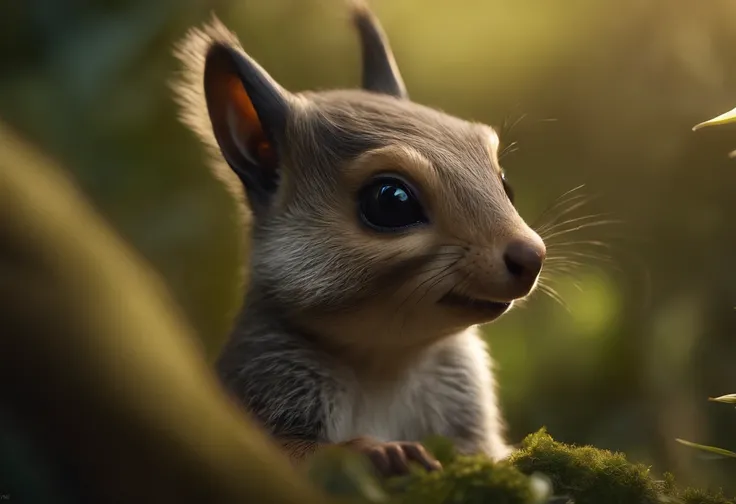 (CBZBB:1.25), ((gremlin),Zhkute, Small, baby, Beautiful, Fantasy art, deviant art, trending artstation, Digital Art, Detailed, Realistic, humanoid, character, tiny, Cinematic shot, cinematic portrait of a squirrel, cute character, looks like an anteater gr...