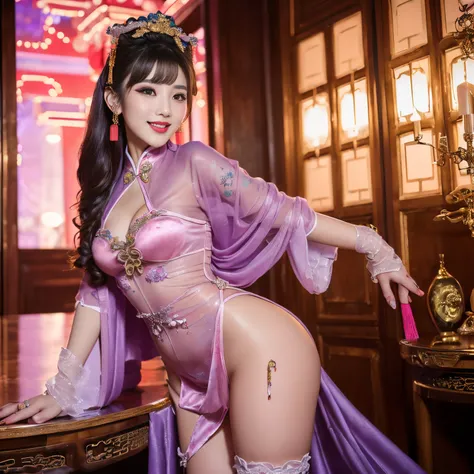 ((top-quality、masutepiece、8K、Top image quality、Highly complex and detailed depictions))、(Photos of the most gorgeous Chinese prostitutes:1.5)、Chinese garrison house at night、((Huge costumes of the most gorgeous Chinese prostitutes、the most vivid and luxuri...