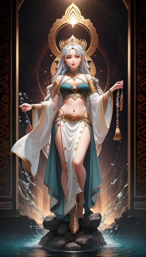 (((Nammu))) Best Quality, Ultra-high resolution, 4K Detail CG, ​master piece, god of the orient, Water,  Mesopotamian civilization、myth, ((Goddess of Love)) , image of ishtar, Aesthetic, Center the screen