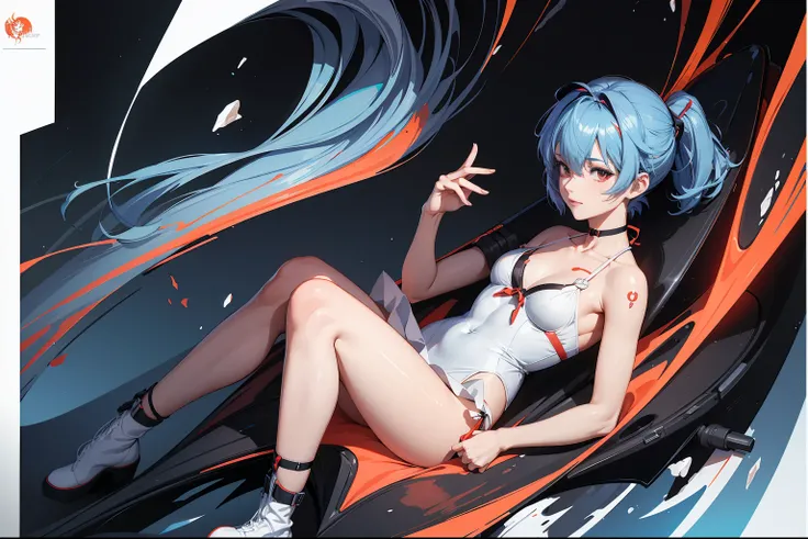 Evangelion cockpit,Masterpiece Portrait of Smiling Rei Ayanami (Shin Evangelion), Shin Evangelion (Hideaki), Caustics, high-resolution illustrations,14years, red eyes, Feminine, There are no students, Blue hair,  short detailed hair, Medium chest,Japan Sch...