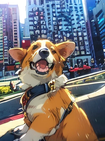 A corgi in the city