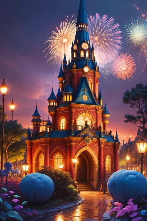 a fantasy theme park, vibrant and colorful, immersive world, towering castles, magical creatures, enchanting fairy tales, thrilling rides, whimsical atmosphere, hidden treasures, mystical beings, epic adventures, interactive experiences, breathtaking lands...