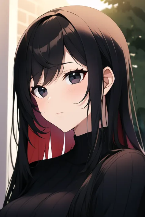 A dark-haired,Longhaire,a beauty girl,Black eyes