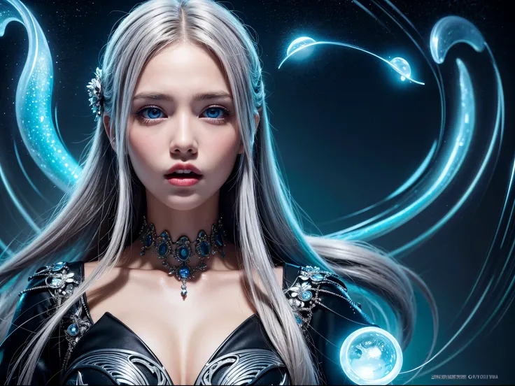 (masterpiece), realistic, cinematic light,  5yo girl and her family are watching the theme park parade, full body, beautiful eyes, silver hair, perfect anatomy, very cute, (blue eyes) , bioluminescence, 8 life size,8k resolution, human hands, elegant, appr...