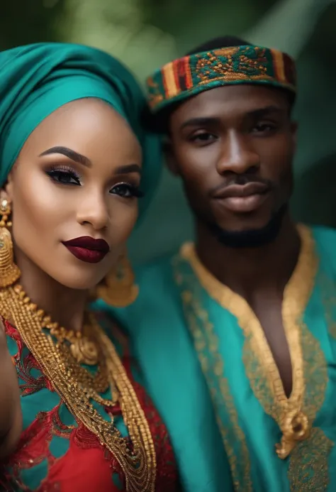 cute light skin couple as a model, Nigerian outfit