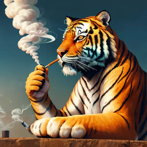 Tiger smoking weed