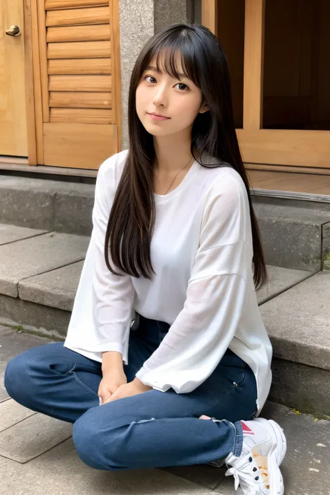 Japanese woman sitting straight