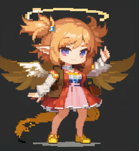 pixel art of a girl with angel wings, #pixelart:3, full body!, /r/pixelart, 🍂 cute, full body sprite, # pixelart, #pixelart, full body portrait of a short!, !!full body portrait!!, pixel art sprite, young harpy-girl, full body picture