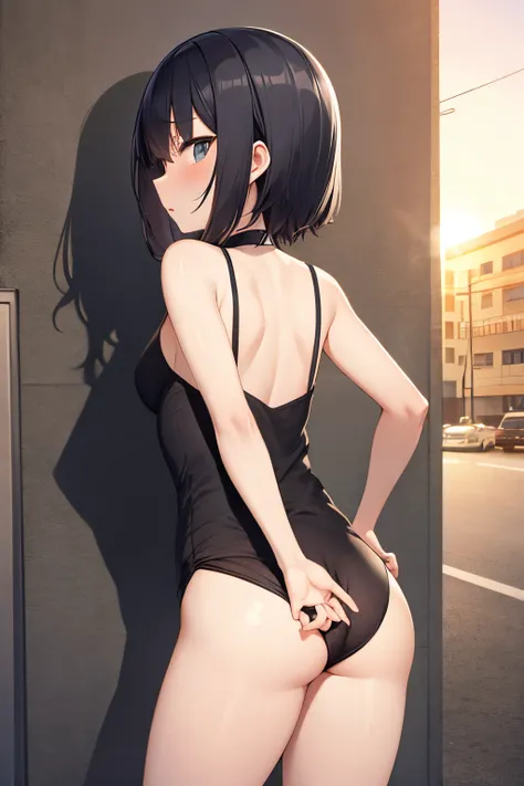 setting sun，the street，Back Shadow，anime，Libido boy，quadratic element，One guy，shoun，black back