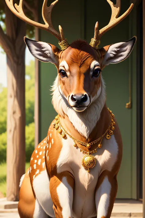 A beautiful deer wearing a golden necklace, and the words “Don’t Touch Me” were written on the necklace