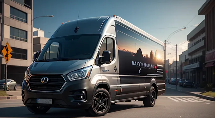 modern van, car render, realistic, 3D, digital billboard, point cloud, Unreal Engine 5, Keyshot, Octane, ArtStation trending, ultra high detail, ultra realistic, cinematic, 8K, Zaha Hadid style, nanospace, plastic material, dark atmosphere