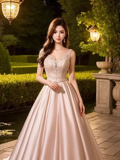 Beautiful line in an evening dress romantic atmosphere